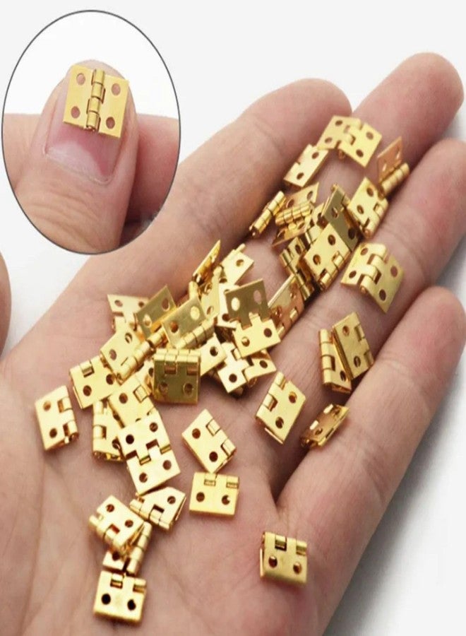 SNOOGG Pack of 15 Mini Brass Hinges 10 X 8 mm with Nails for Craft & DIY Projects, Small Wooden Box Hinges for Jewelry Box, Trinket Box, Dollhouse, Mini Cabinet, Hobby & Handmade Items - Image 3